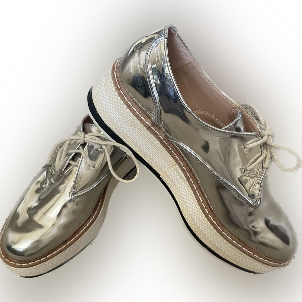 Zara Silver Platform Loafer Shoe SZ38
